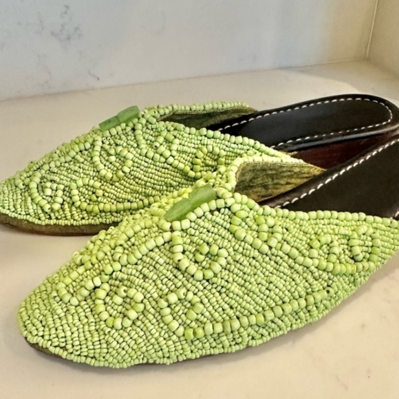 EUC Beaded Flats In Lime Green   Size 39 (8) - Picture 6 of 9